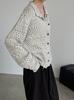 Cárdigan de Ganchillo Tejido con Encaje Calado Estilo Coreano Taochuan Chaqueta Suéter de Botones Individuales Ou129-1