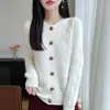 Cárdigan de Punto Grueso de Lana Pura Retorcida para Mujer, Nuevo Abrigo de Manga Larga con Cuello Redondo Otoño/Invierno, Suave, Moderno, Versátil