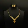 Conjunto de collar y pendientes florales de Dubái de Oriente Medio, chapado en oro, para novias, bodas, ventas transfronterizas, resistente al deslustre y extravagante para banquetes