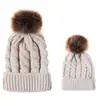 Comercio exterior europeo y americano en otoño e invierno gorro tejido de punto de bola retorcida cálido para mujer padre-hijo imitación bola de pelo de mapache gorro de lana