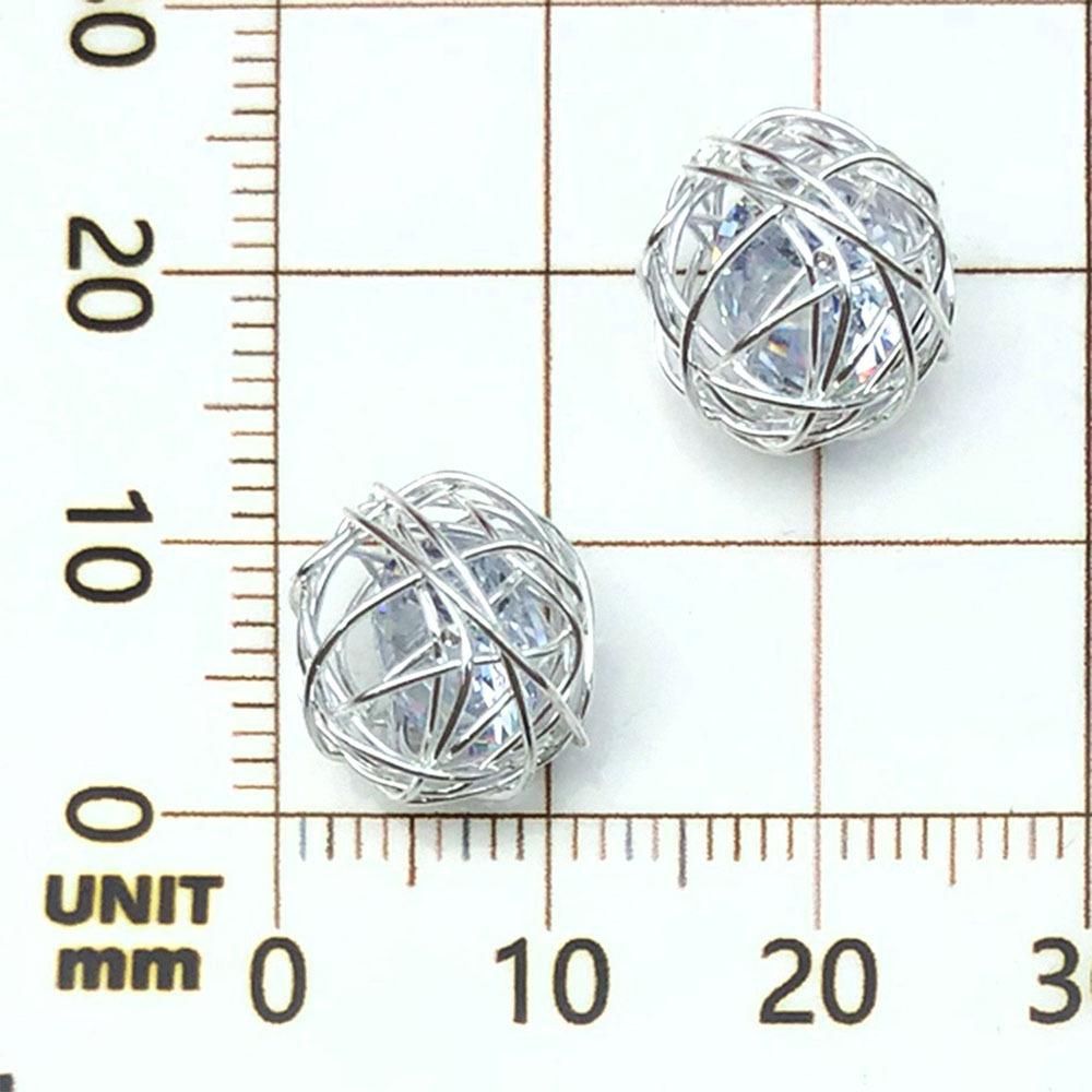 19836-HD-白k锌合金镂空绕线编织锆石球11x11mm