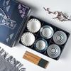 Conjunto Tigela e Hashis Estilo Japonês Presente Criativo Prático Tigela de Porcelana Azul e Branca Pintada à Mão Conjunto de Louça de Cerâmica Caixa de Presente com Logotipo Impresso