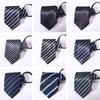 Kalen Versión Coreana Corbata de 7 cm Sin Nudo para Hombre de Negocios Profesional Formal Rayada con Cremallera