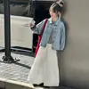 Conjunto de Primavera y Otoño para Niñas 2026 Nuevo Conjunto Casual de Dos Piezas Estilo Coreano para Niñas Mayores: Chaqueta y Falda de Mezclilla