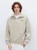 Sudadera Retro Americana de Raya Gruesa con Cuello Alto Otoño/Invierno Media Cremallera Oversize Pulóver Marca de Moda Chaqueta con Cuello Solapa