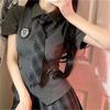 Uniforme JK Verão Spice Girls Desejo Puro Estilo Faculdade Manga Bolha Cintura Camisa Feminina Manga Curta Popular na Internet Conjunto de Duas Peças Fashion