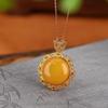Yilu Silver S925 Prata Esterlina Banhado A Ouro Cera De Abelha Retro Ruyi Ovo Noodles Oco Zircão Pingente Luz Luxo Elegante Pingente Feminino