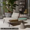 Sofá de Rattan para Exterior Nórdico Sofá Individual Mesa de Centro Pequena Combinação Cadeira de Rattan Criativa de Designer Mesa e Cadeira para Pátio Varanda
