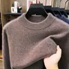 Suéter de lana para hombre de invierno, cuello alto medio, forro polar, alta gama, engrosado y cálido, adecuado para hombres jóvenes y de mediana edad, venta al por mayor