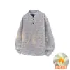 Moletom de Lã Chenille Estilo Retrô Americano para Homens, Camisa Base de Sarja Cleanfit Outono e Inverno, Camisa Henley Estilo Chanel