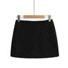 8600-25 Primavera Nuevo Francés Simple Básico Anti-deslizamiento Cremallera Lateral Falda de Cadera Falda de Puntos Ondulados