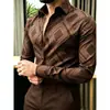 2026 Camisa Casual de Luxo Leve Xadrez Transfronteiriça Elástica Nova Camisa Masculina Manga Longa Estação Independente tk Atacado Secagem Rápida