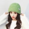 Novo Chapéu de Lã de Inverno para Meninas Fofas com Rosto Sorridente, Chapéu Quente de Tricô, Cor Sólida Estilo Japonês, Circunferência Craniana Grande, Chapéu Frio Macio para Menina
