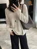 Caimento relaxado estilo coreano! Blusa de tricô macia e leve com design vazado e listras horizontais, uma blusa de lã solta e casual de manga longa para o outono
