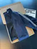 Chaqueta deportiva azul marino de tres rayas para hombre, sudadera con cremallera de marca juvenil de moda para otoño, chaqueta estilo universitario para pareja