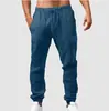 Pantalones Largos 2025 con Múltiples Bolsillos, Diseño Elástico con Cordón, Pantalones Largos Casuales Simples y Transpirables, Moda al por Mayor