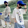 Liquidación Ropa Infantil 100% Algodón para Niños Verano Camiseta de Manga Corta con Dibujos Animados para Niños Mayores 58 Elegante Verano Estilo Coreano Absorbente de Sudor