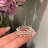 Anel Aberto de Zircônia Pérola com Borda de Renda Feminino Nova Moda Chinesa Padrão Elegante de Alta Qualidade Anel para Dedo Indicador