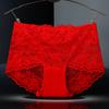 Roupa íntima feminina Three Rabbit Beauty, cintura média, renda, sexy, pequena flor, algodão, virilha, calcinha sem costura, tamanho grande, tentação juvenil, charmosa
