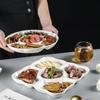Plato de salmuera, plato de restaurante de hotel, plato de aperitivos de frutos secos, plato de rejilla, rejilla múltiple, cinco rejillas de cerámica azul y azul