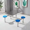Mesa y Sillas de Comedor de Acero Inoxidable Engrosado de Una Pieza para Comida Rápida para Fábrica, Obra de Construcción, Empleados de Empresa, Estudiantes Escolares y Cafetería