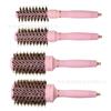 Peine Cerámico Melena de Cerdo Rosa Peluquería Cabello Abultado Lacio Rizado Peine Forma de Hebilla Peine de Rodillo Venta al por Mayor