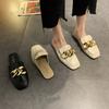 Estilo Flat Quadrado com Corrente Fragrante Meia-Sapatilha Baotou Feminina Roupa Externa Verão 2021 Novo Popular Online Versátil Estilo Coreano Tendência