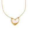 Collar Colgante de Acero Inoxidable con Forma de Corazón y Concha, Venta Caliente Europea y Americana, Cadena para Suéter de Lujo Ligero Nicho de Oro de 18K