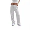 Pantalones de chándal casuales de pierna ancha para mujer Amazon, pantalones deportivos elásticos de cintura alta con cordón, pantalones largos holgados en stock, pantalones Lulu