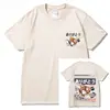 Camiseta de Manga Corta de Algodón Puro con Estampado de Dibujos Animados para Mujer, Nuevo Diseño de Verano, Sentido Único, Versátil, Camiseta Básica, Top para Pareja