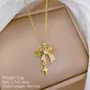 [Acero de Titanio] Collar de Mariposa con Borla y Estrella Personalizado Elegante y Hermoso Totalmente Incrustado con Diamantes para Mujer Cadena Versátil para la Clavícula Cadena de Acero de Titanio