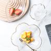 Plato pequeño de vidrio Phnom Penh con diseño de flor de cerezo, transparente, para aperitivos, dulces, dim sum, ensaladas y más.
