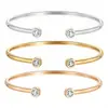 Nuevo Pulsera Abierta Original Estilo Europeo y Americano con Incrustaciones de Diamantes para Exportación Transfronteriza de Lele Jewelry, Lujo Ligero, Elegante y Sencillo para Mujer