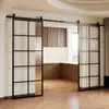 Brilho Dourado Estilo Francês Retro Porta de Celeiro Deslizante Banheiro Porta Simples de Vidro Banheiro Estudo Quarto Porta da Cozinha