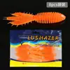 Pacote com 8 peças Predator Shark, isca macia de três palhetas, minhoca macia de folha plana com três caudas, minhoca macia rosqueada, isca, isca artificial, robalo de água doce, peixe mandarim