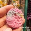 Collar Colgante de Ágata Fuente de Sal Artificial al por Mayor para Mujer con Flores Rosas Coloridas y Colgante de Prosperidad