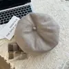 Boina Retro Marrón para Mujer 2026 Hace que la Cara Parezca Más Pequeña Sombrero de Lana Estilo Coreano de Pintor Sombrero Octogonal de Moda Bordado