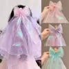 Pasador de Pelo para Niña Frozen Accesorios para el Cabello Niña Pequeña Elsa Princesa Pasador con Velito Lazo de Princesa Tocado de Gasa Flotante