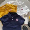 Camiseta Polo de Manga Corta de Algodón Puro para Niños Cuello Camisero 25 Verano Nuevo Ropa Roja para Niños y Niñas Ropa de Verano para Bebés Tendencia