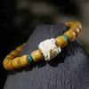 Cuentas de Palosanto de Corte Recto para Manualidades Pulsera de Cuentas Budistas Círculo Único Despertar del León Cuentas de Madera Cuentas de Rosario para Hombres y Mujeres
