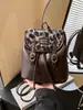 Mochila Simples Bolsa Grande Capacidade Feminina Nova Moda Retro Estampa de Leopardo Mochila Casual Versátil Portátil Bolsa Saco