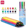 Deli HM654-12 polvo_barril PP con pluma de acuarela de barra hexagonal fina para pintar fácil de sostener marcador pintura a color escolar