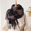 Estilo Coreano Novo Caxemira Sintética Outono e Inverno À Prova de Frio e Quente Versátil Xale Lenço Xadrez Retrô com Franjas Lenço Feminino