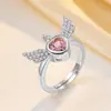 Anillo de Lujo Ligero Estilo Francés de Gama Alta con Microincrustaciones Completas de Diamantes para Mujer, Súper Brillante, Moderno, Exquisito, Versátil, Modelo Nuevo, Anillo de Venta Caliente en Transmisión en Vivo