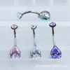 Aleación de Titanio Astmf-136 Espejo Finamente Tallado 8*10 Gota de Agua Grande Clavo de Ombligo G23 Titanio Nuevo Piercing de Ombligo con Rosca Interna