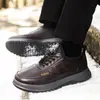 Zapatos de Algodón, Uso Casual Resistente al Desgaste Más Zapatos Casuales de Pedal para Hombre, Cuero Deportivo Suelas de Invierno, Nuevos Zapatos Gruesos Impermeables para Hombre
