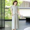 Novo Conjunto de Verão Estilo Chinês para Mães 2025 Novo Top Dignificado de Chiffon de Manga Curta para Mulheres de Meia-Idade e Idosas