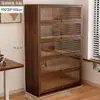 Estante à Prova de Poeira Estilo Vintage de Madeira Maciça Selecionada Cuidadosamente Armário de Exibição de Armazenamento Integrado Montado na Parede para Canto da Sala de Estar Casa