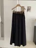 KEKEZOON pantalones culotte anchos elegantes y minimalistas para mujer, de cintura alta, adelgazantes, de corte holgado, largos, con cinturón, 8640