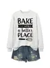 BAKE THE WORLD Loja Independente da Lista de Desejos da Amazon Moletom Feminino Outono Inverno Versátil e Moderno com Gola Redonda e Manga Longa